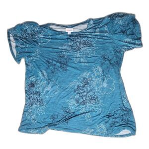 Womens Shirt Top Size 2XL Blue LulaRoe Floral Design Spring Cloths